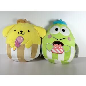Squishmallows Sanrio Keroppi 9" & Pompompurin 8" Newsboy Hats NWT Set